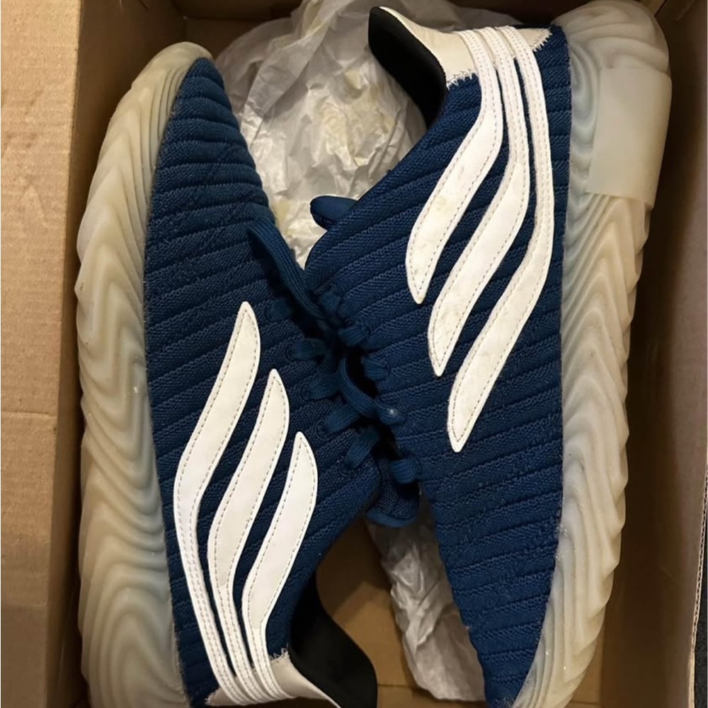 Adidas Men's Navy and White Sneakers
